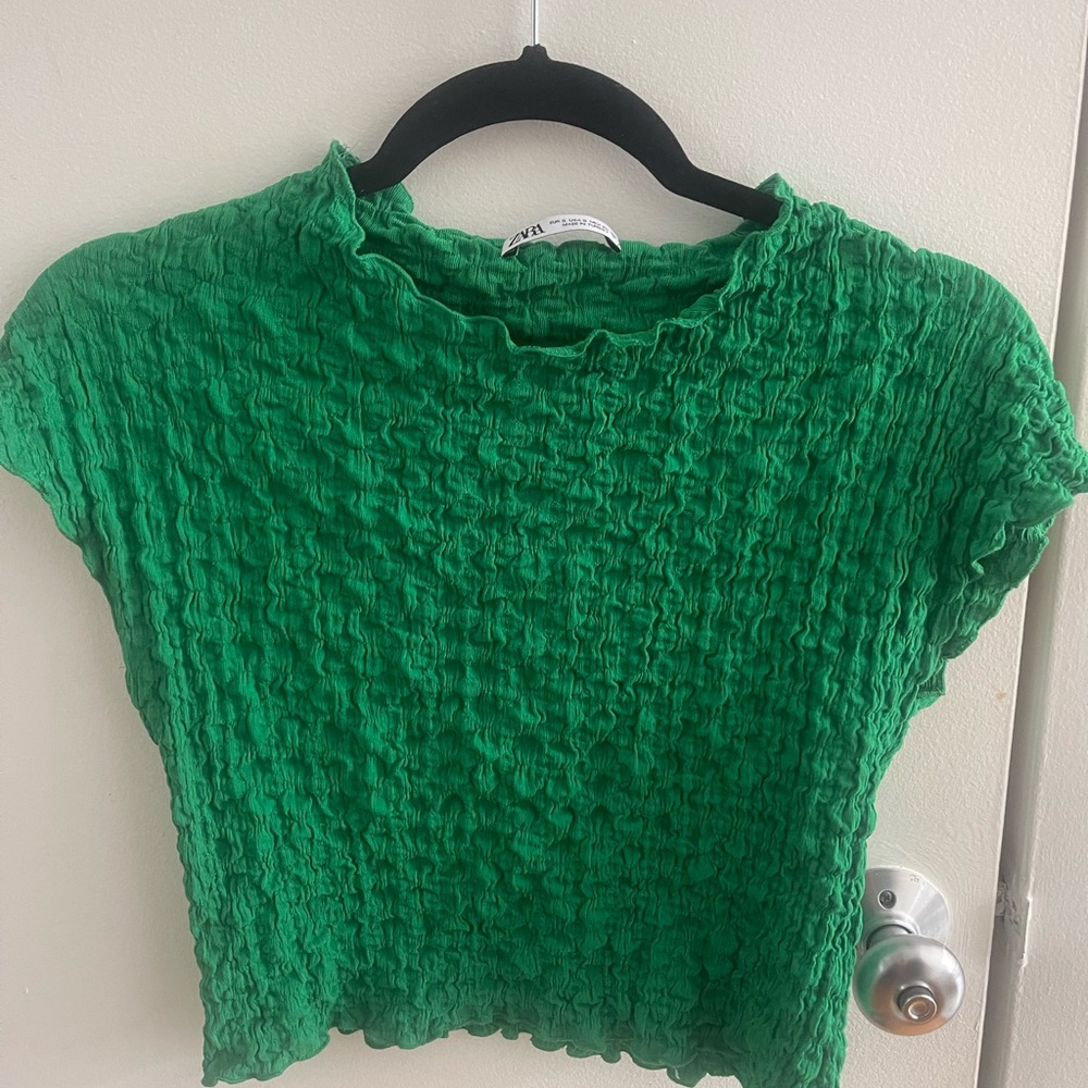 Zara Emerald Crinkle Blouse